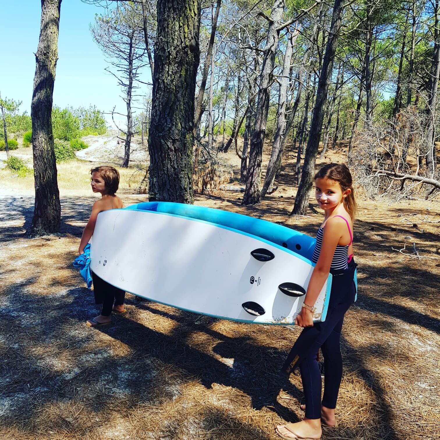 cours de surf avec les kids